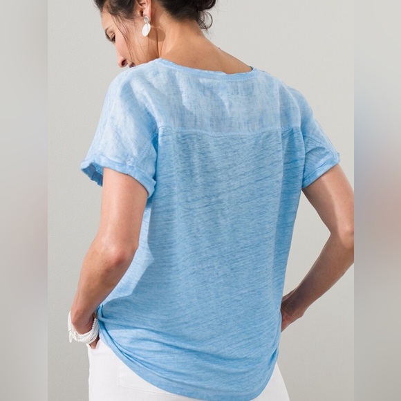 Chico's Linen High Low Seamed Tee - Picture 3 of 8